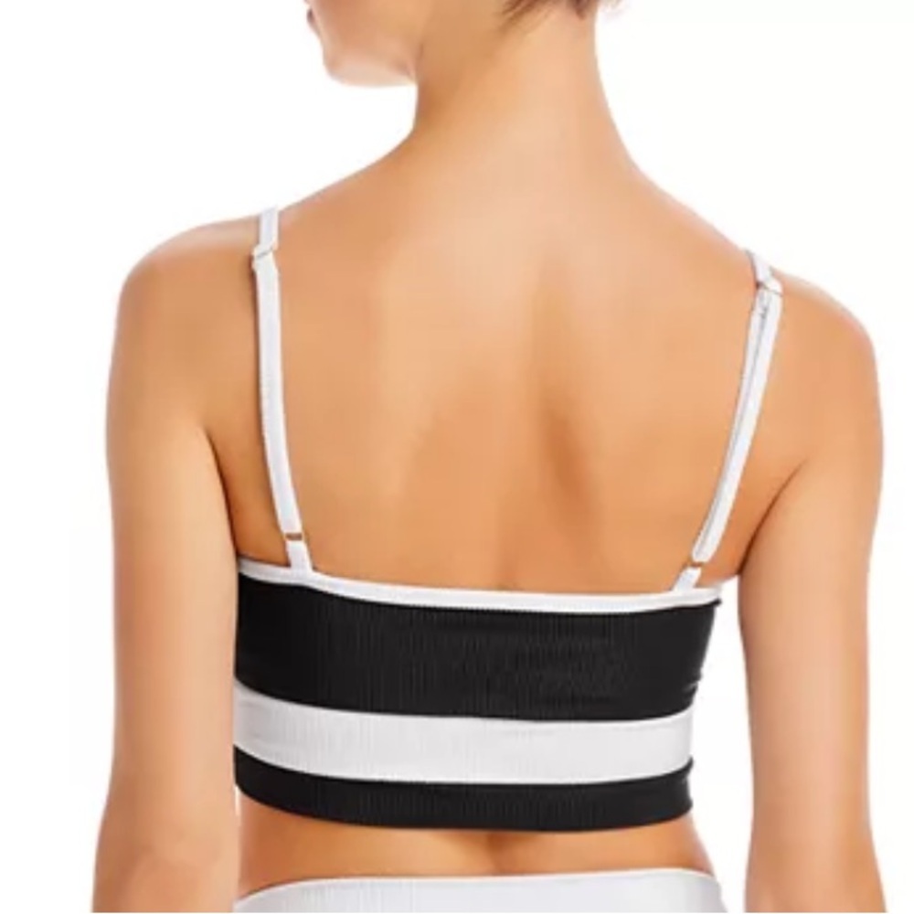 Beach Riot Eva Colorblock Scoop Rib Bikini Top Black White Size Women’s Large - Picture 3 of 6